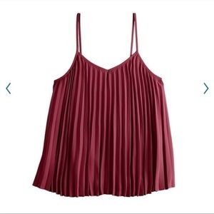 Nine West Pleated V-neck Vintage Red Tank Top